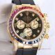 New Gold Rolex Daytona Rainbow Diamond Bezel Black Dial With Diamonds Watch Replica (9)_th.jpg